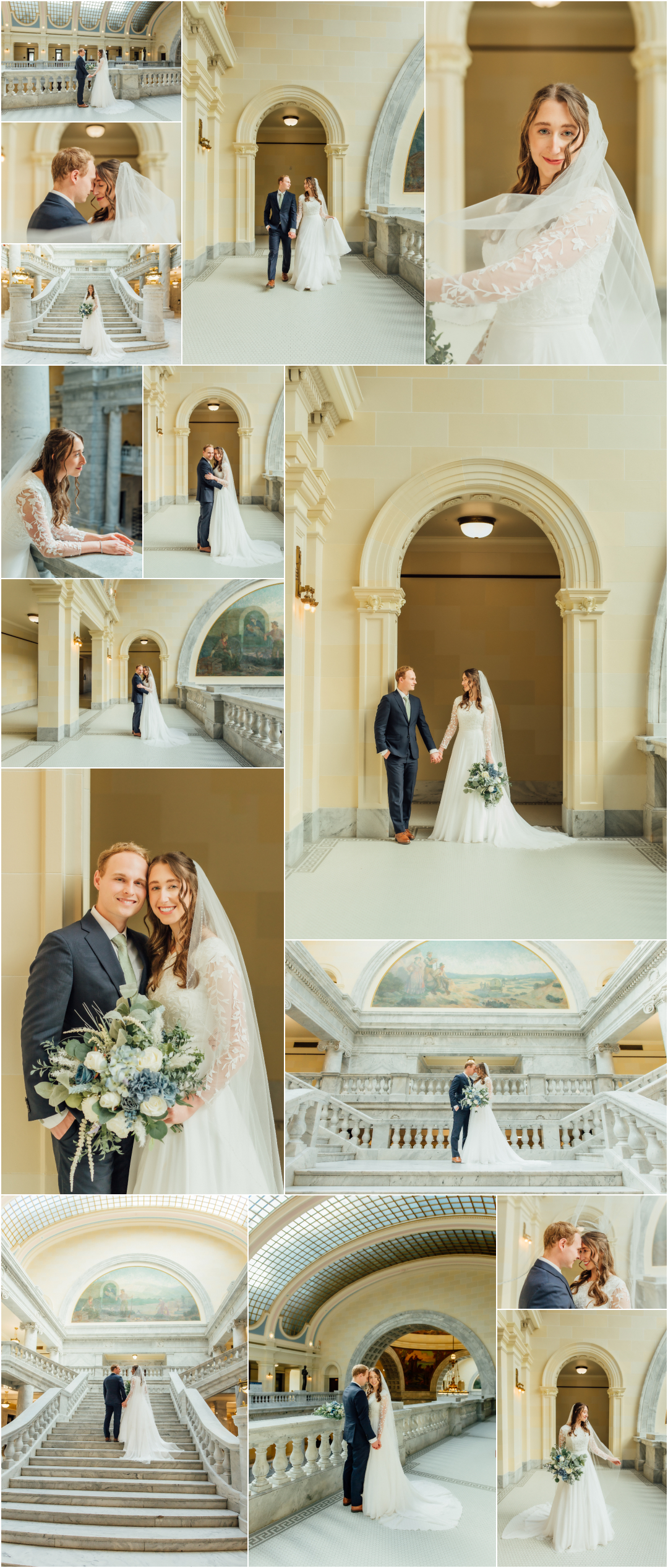 Utah State Capitol Building Bridals - Indoor Winter Bridal Photography