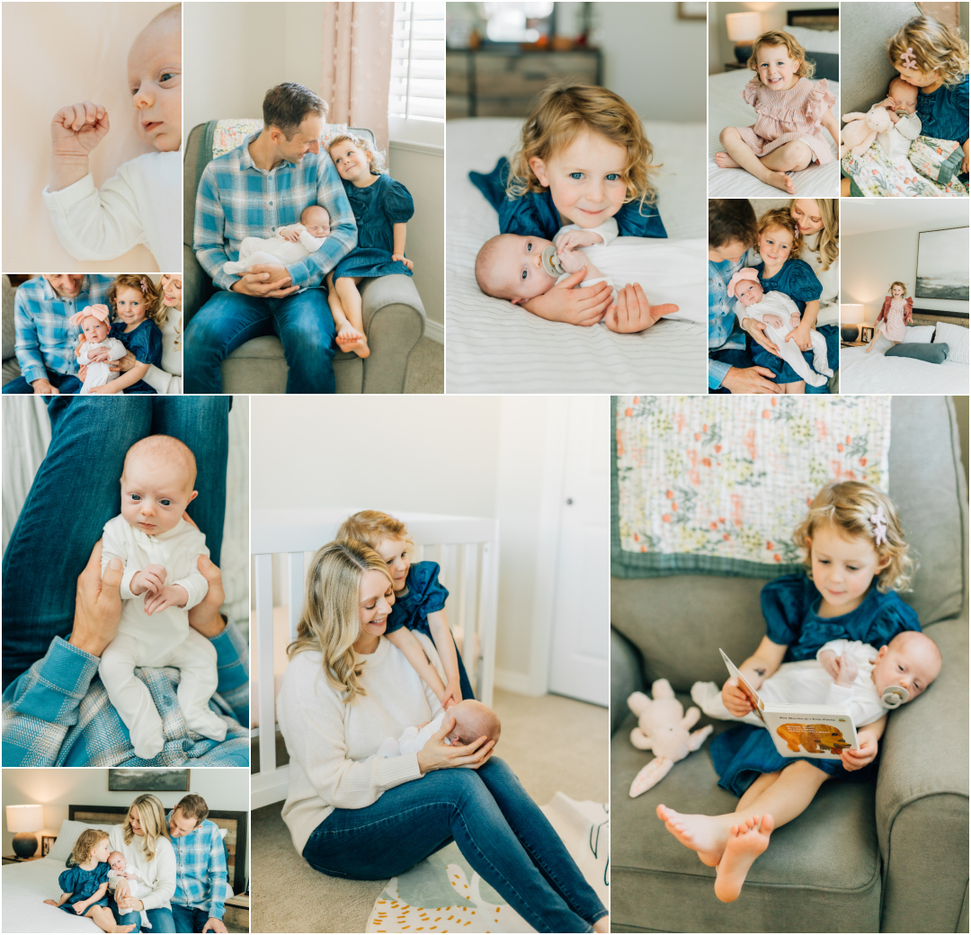 Salt Lake County Newborn Photographer - In Home Lifestyle Newborn Pictures with Sibling