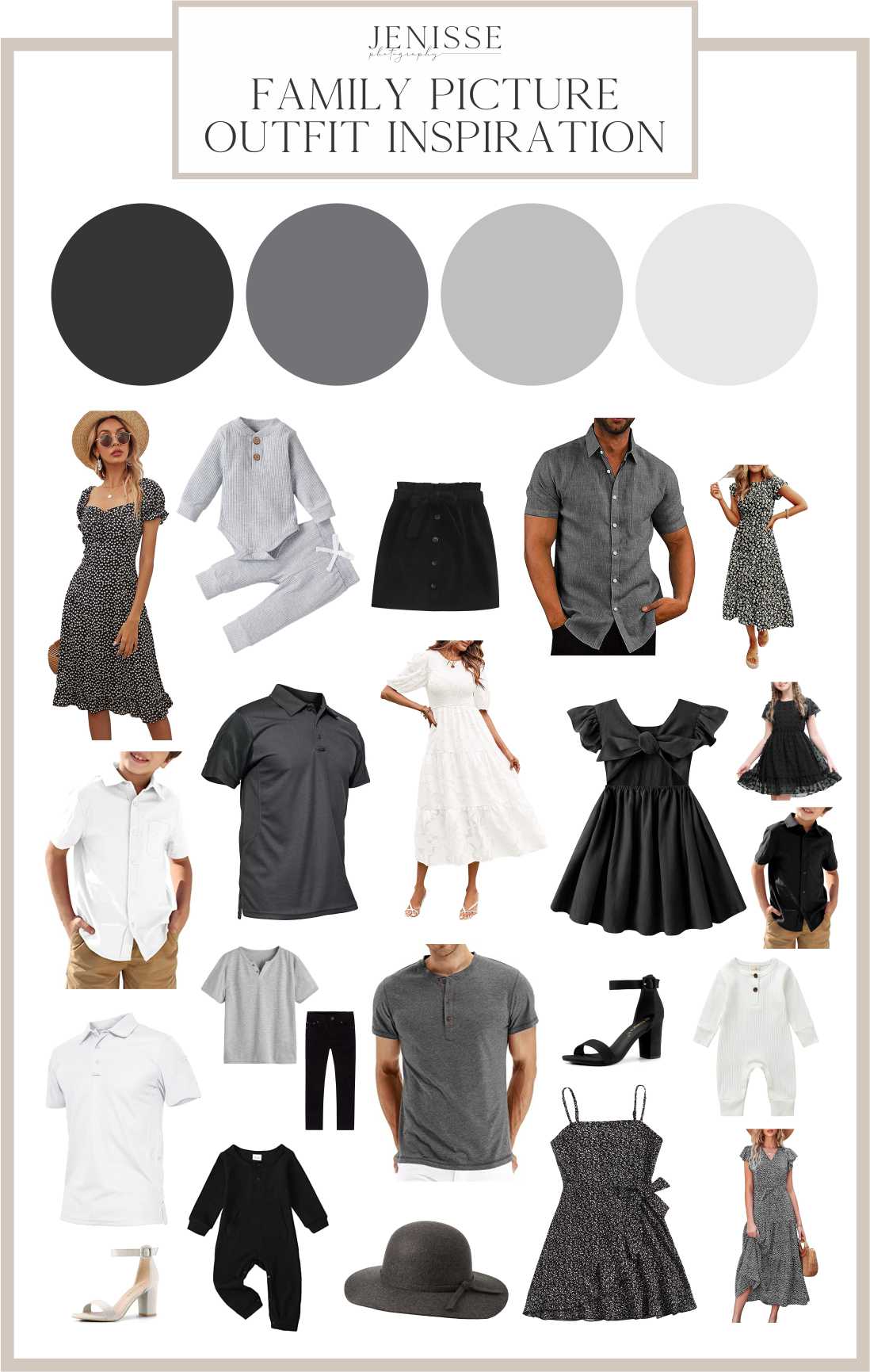 Family Picture Outfit Inspo - Shades of Black and White