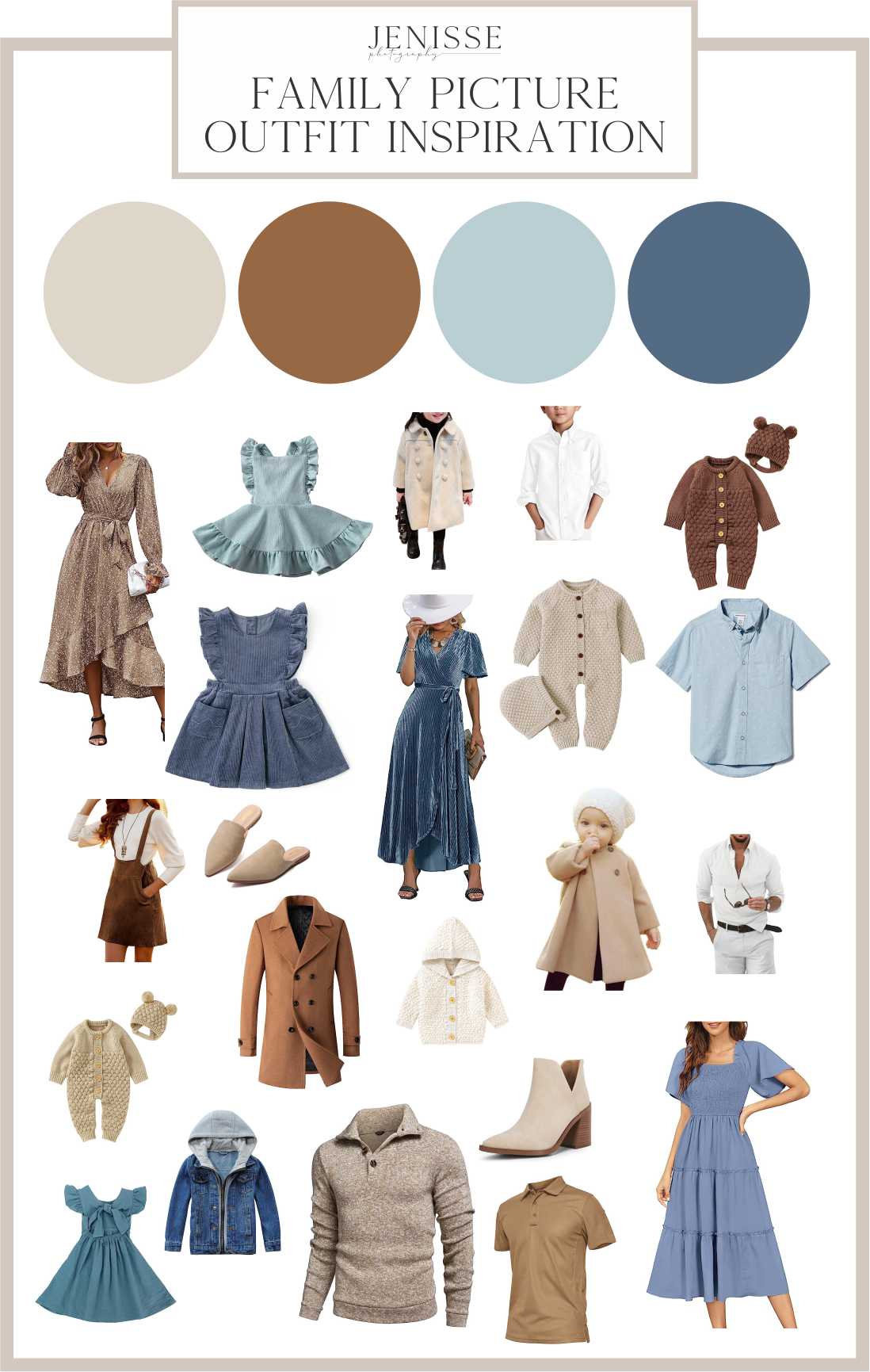 Fall Family Picture Outfit Inspiration - Brown and Blue