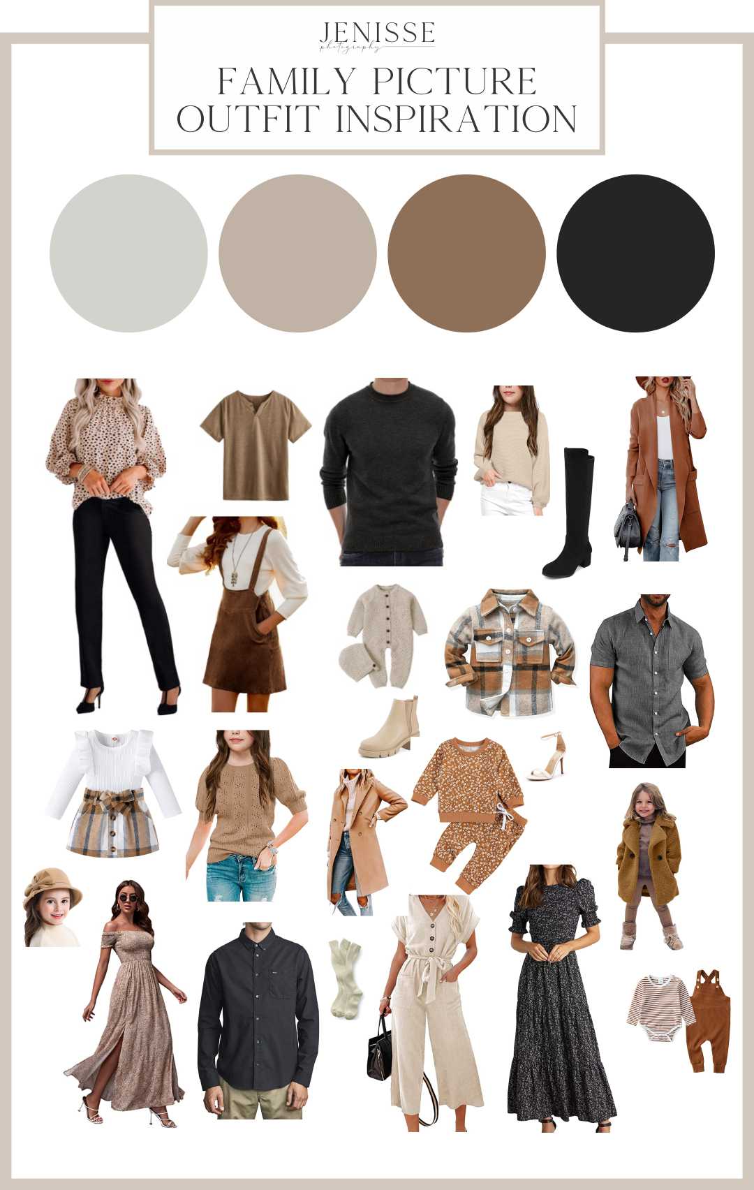 What to wear to your family photography session - family picture outfit inspiration for neutral colored family pictures