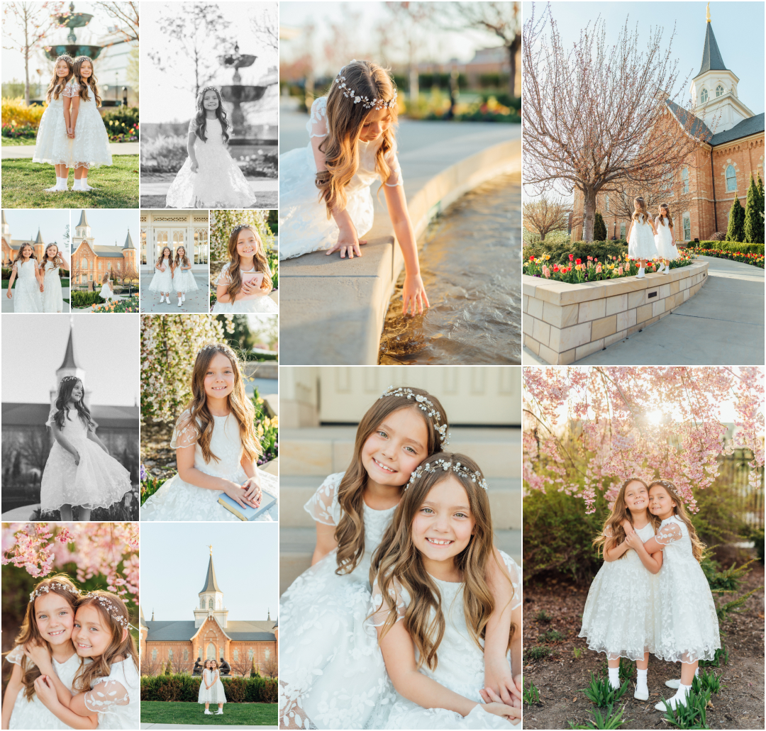 LDS Baptism Twin Girls Pictures - Provo City Center Temple Photographer
