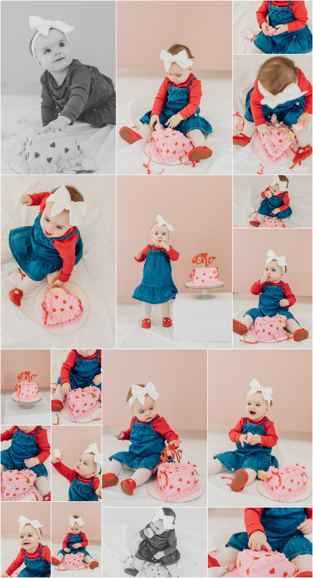 First Birthday Cake Smash - Valentines Themed Children Portraits